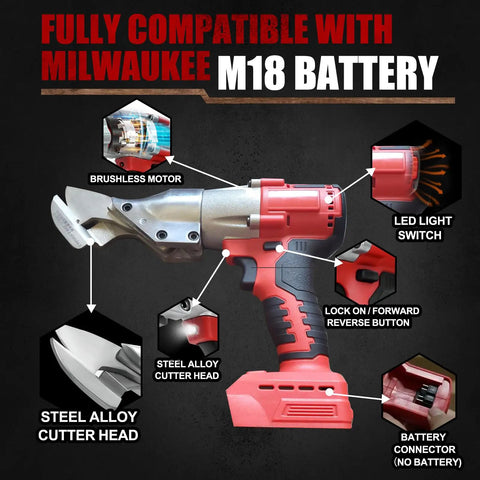 Cordless Metal Shear For Heavy Duty Cutting Of Leather Stainless Steel Iron PVC Carpet Cardboard And Steel Sheets With A 360 Degree Pivoting Head Battery Not Included Portable And Easy To Handle