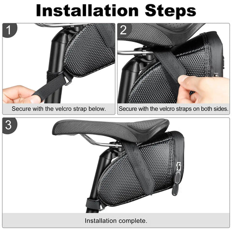 Installation of Waterproof Bicycle Seat Bag Under Seat Storage For Bike Rides Large Capacity Wedge Saddle Bag.