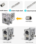 NMRV040 Worm Gearbox 50 To 1 Reduction For Nema 34 Servo Or Stepper Motors Aluminum Housing With 18mm Output Shaft dual setup diagram