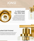 Two Light Brushed Gold Vanity Light With Fluted Glass Shade For Modern Bathroom Over Mirror Dope Gold Vanity Fixtures Detail