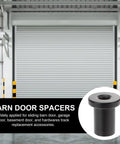 5 Pack Sliding Barn Door Track Spacers Black Hardware Kit For Wall Mounting high-carbon steel spacer shown in garage setting