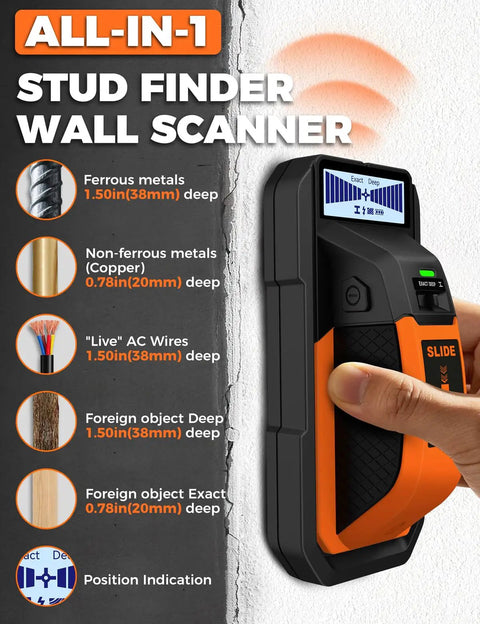 Hella Versatile Heavy Duty Wall Scanner And Smart Stud Finder Locates Live Ac Wires Pipe Rebar Steel Rods Wood Studs With Bright Backlit Display Kit For Busy Weekend Diy Projects