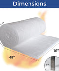 2 Pcs Heavy Duty Ceramic Fiber Blanket Insulation 1 Inch Thick 16 By 48 Inches Max Heat 2400F roll with dimensions