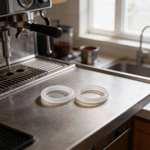 50mm Brew Head Seal Gasket Replacement For Breville Espresso Machines 800ES ESP6 ESP8 BES230 And Cafe Roma on countertop