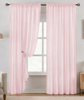 Privacy Semi Sheer Curtains Light Pink 84 Inch Long 2 Panel Set W52 X L84 Light Filtering Drapes Installed in Living Room