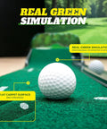Indoor Golf Putting Mat With Realistic Green Speed And Auto Ball Return Dual Hole Pro Level Practice Mat, close-up of surface