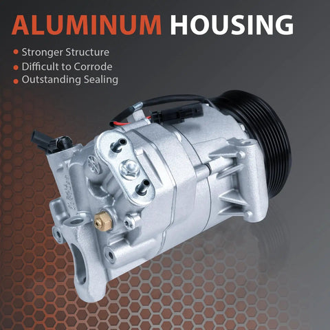 Top Shelf AC Compressor Kit Coupled With Heavy Duty Clutch Slick Cabin Climate Control Rig Tune Up For Chevrolet Cruze 1.8L with aluminum housing.