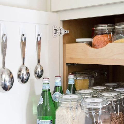 Premium Concealed No Sweat Easy Setup Soft Close Kitchen Cabinet Hinges For American Face Frame Doors in use with organized kitchen jars.