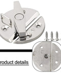 Boat hatchway turn button latch made of marine-grade 316 stainless steel, round base, with 4 screws