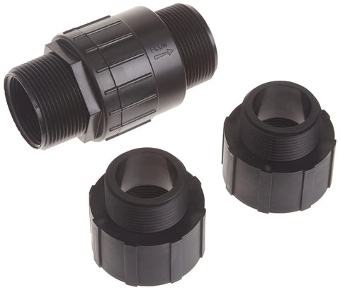 Universal Check Valve Kit For 1 1/4 Inch Or 1 1/2 Inch NPT MIP FIP Plumbing ABS Plastic With Nitrile Buna N Seal Includes Two Adapters