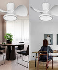 Quiet Ceiling Fan With LED Light 22 Inch Remote Control Big Airflow In A Compact Size for dining room and office space.