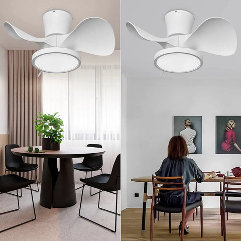 Quiet Ceiling Fan With LED Light 22 Inch Remote Control Big Airflow In A Compact Size for dining room and office space.