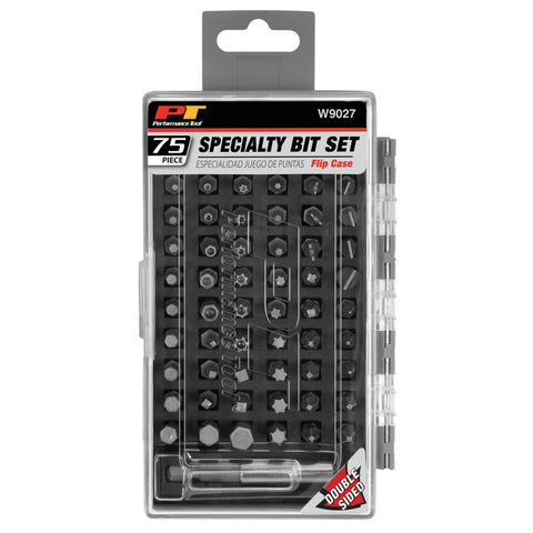 Badass SeventyFivePiece Specialty Bit Driver Set Packed With HeavyDuty Fastener Bits in a double-sided case.