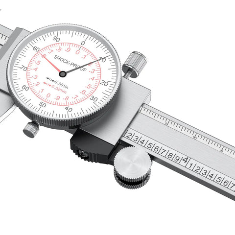 Heavy Duty Dial Caliper Measuring Zero To Six Inches Or One Hundred Fifty Millimeters With Dual Inch And Metric Readouts Built For Hardened Workshop Crews Who Demand Knockout Consistency And Dead Nuts Exactness On Every Single Operation