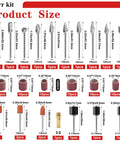 Hard Hitting Carbide Rotary Burr Kit With Tungsten Steel Double Cut Bits And Premium Aluminum Oxide Sanding Bands designed for Dremel tools, product size chart.