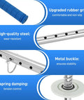 Heavy Duty Stretch Film Dispenser Pole Holder With 48 Inch Reach For Easy Pallet Wrapping Fits 12 To 24 Inch Rolls 2 To 3 Inch Core Pro Grade Wrap Tool For Warehouses And Shops blue rubber grip, steel pole, metal buckle, spring base