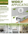 Image showing Bi Fold Door Hardware Repair Kit for sliding closet doors replacement set with top and bottom brackets and guide wheels.
