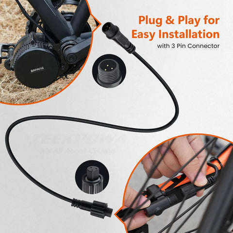 Long 15.7 Inch Speed Sensor Extension Cable For Ebikes Compatible With BBS01 BBS02B And BBS HD Motors Ideal For Cargo And Recumbent Rigs With A 3 Pin Waterproof Connector And Sturdy Three Prong Threaded Design
