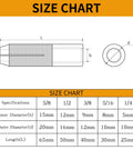 Size chart for Drop In Anchors For Concrete One Half Inch By Thirteen Thread Size Zinc Plated Industrial Strength Internal Forced Expansion Bolts Secure Mounting For Solid Concrete Easy Installation Corrosion Resistant Durable Construction.
