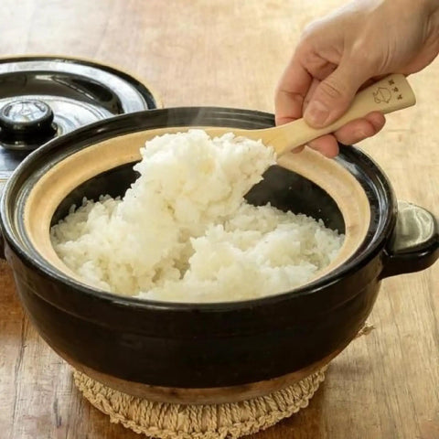 Hase En Kamado San Earthenware Rice Pot For Gas Stoves With Double Lid To Prevent Spills 8.5 Inch Diameter And 6.3 Inch High