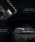High Performance 3D Printer Control Board With Integrated TMC2209 Four Axis RP2040 Chip And Fuse Protection showing fuse kit and thermal features.