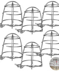 Six Pack Metal Fire Sprinkler Head Guards With Heavy Duty Mounting Clamps Bump Resistant Shields in silver steel design.