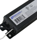 1 Or 2 Lamp T12 Fluorescent Electronic Ballast With Universal 120 277 Volt Range Instant Start And Parallel Operation For 8 Foot F96T12 Lamps 96W Compatible In Commercial And Industrial Lighting Systems close up showing wires and label