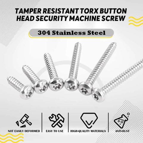 210 Pcs No 8 Stainless Steel Button Head Torx Sheet Metal Screws Security Anti Theft Tamper Proof Assortment Kit With T20 Driver Bit