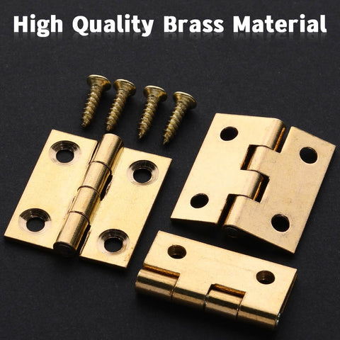 8 Pack Brass Jewelry Box Hinges 1 Inch Gold Mini Hinges For DIY Craft Projects With Mounting Screws Ideal For Small Wooden Boxes