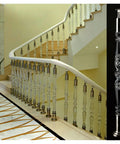Totally Sleek And Built Tough Clear Acrylic Balusters For Deck Railing Transparent Stair Spindles With Heavy Duty Adjustable Metal Brackets Next Level Crystal Banister Posts 25 Pack 37 Inch installed in elegant staircase.