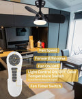 Black Ceiling Fan With Lights And Remote 28 Inch Modern Ceiling Fan With Quiet DC Motor 5 Speed Settings Reversible Blades in kitchen