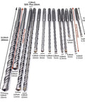 Front view of 17-piece JFOGO SDS-Plus rotary hammer drill bit and chisel set for concrete and masonry