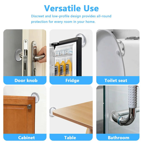 Clear Self Adhesive Door Stoppers For Wall Heavy Duty Gel Bumpers used on a cabinet and fridge for versatile home protection.