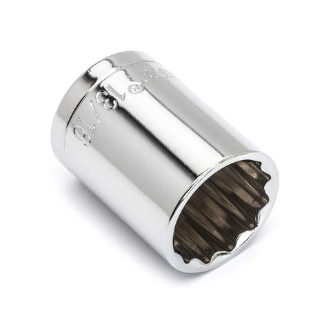 1/2 Inch Drive 12 Point SAE Socket 13/16 Inch Chrome Vanadium Steel Alloy Nickel Chrome Plated Mirror Polish Finish