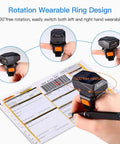 Hands Free Wearable Ring Barcode Scanner With 3 In 1 USB Wired 2 4G Wireless And Bluetooth Capable 2D QR Data Matrix Reader, adjustable view