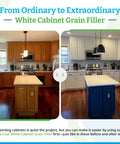 Fast Drying White Wood Grain Filler Gel For Cabinets, Sandable Pore Sealer For Oak Ash And Maple, Low Odor, before and after kitchen cabinets.