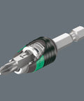 Rapidaptor Universal Bit Holder With Quick Release Chuck For One Quarter Inch Hex Drives And Power Bits, 2-inch, black and green