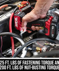 12V Brushless Cordless Impact Wrench 3 8 Inch Drive Compact High Torque Power Tool With Three Speed Gears And Killer Led Halo Lamp For Cranking Down Rusty Nuts Tool Only in use on automotive battery.
