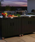 Patio-Ready Outdoor Grill Cart With Storage Cabinet And Stainless Steel Top, 35-Inch Grill Station With Door in patio