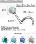 Five Pack 18g ASTM F136 Titanium Nose Studs With Vibrant Opal Tops For Nostril Piercings Solid Screw Back showing 2mm opal stone and 6.5mm post.