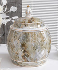 Durable Ceramic Rice Jar And Large Tea Storage Container With Massive Capacity for storing rice and grains in a glossy design.