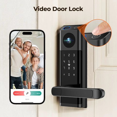 Video Smart Lock With Hd Camera And Wireless Doorbell Auto Locking Deadbolt Keyless Entry For Front Door Easy Install Breeze Setup Hassle Free Mobile App Control On Point