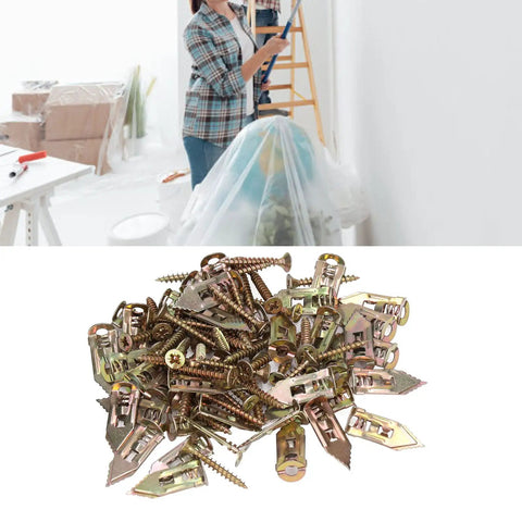 40 Pack Heavy Duty Drywall Anchors With Screws Kit Self Drilling Knock Type in pile on white surface, ideal for strong mounts