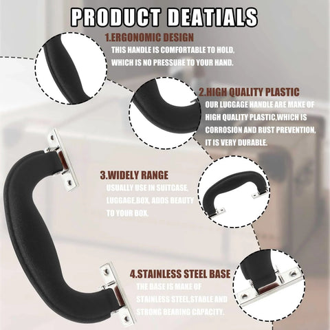 Product details of Black Plastic Luggage Trunk Pull Handles Set Of 6 With Mounting Screws for suitcases and toolboxes.