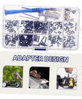 All In One Pro Grade RC Car Screw Tool Kit With Nuts Bolts Fasteners Gasket Repair Tools In A Durable Accessory Box For Easy RC Car Repair And Maintenance Across Multiple Models, showing screwdrivers and compartmentalized storage.