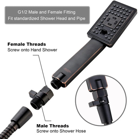 Go-To Shower Flow Control Valve With Brass Body And Lever Handle Water Regulator Oil-Rubbed Bronze with shower fitting details