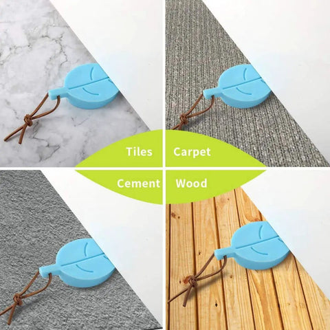 Leaf Shaped Door Stop With Lanyard, Kid Safe Silicone Door Wedge That Keeps Doors From Slamming on tile, carpet, cement, wood