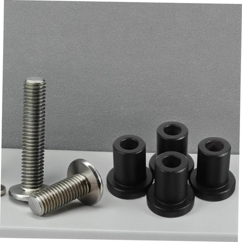 Beefy Carbon Steel Sliding Barn Door Clamps 4 Pack Heavy Duty Track Hardware with black and silver components on display