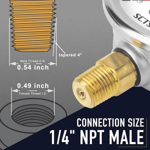 Quarter inch NPT male connection on Two And A Half Inch Vacuum Pressure Gauge Glycerin Filled Heavy Duty Build Minus Thirty To Zero InHg Range