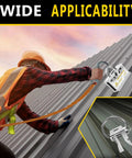 No Fuss Two Way Standing Seam Roof Anchor With Heavy Duty Five Thousand Pound Lock and Smooth Galvanized Rig For Metal Roofs in use on a rooftop.